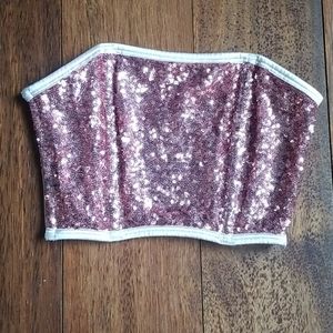 Victoria's Secret Sequin Bandeau Bra in Pink and Silver